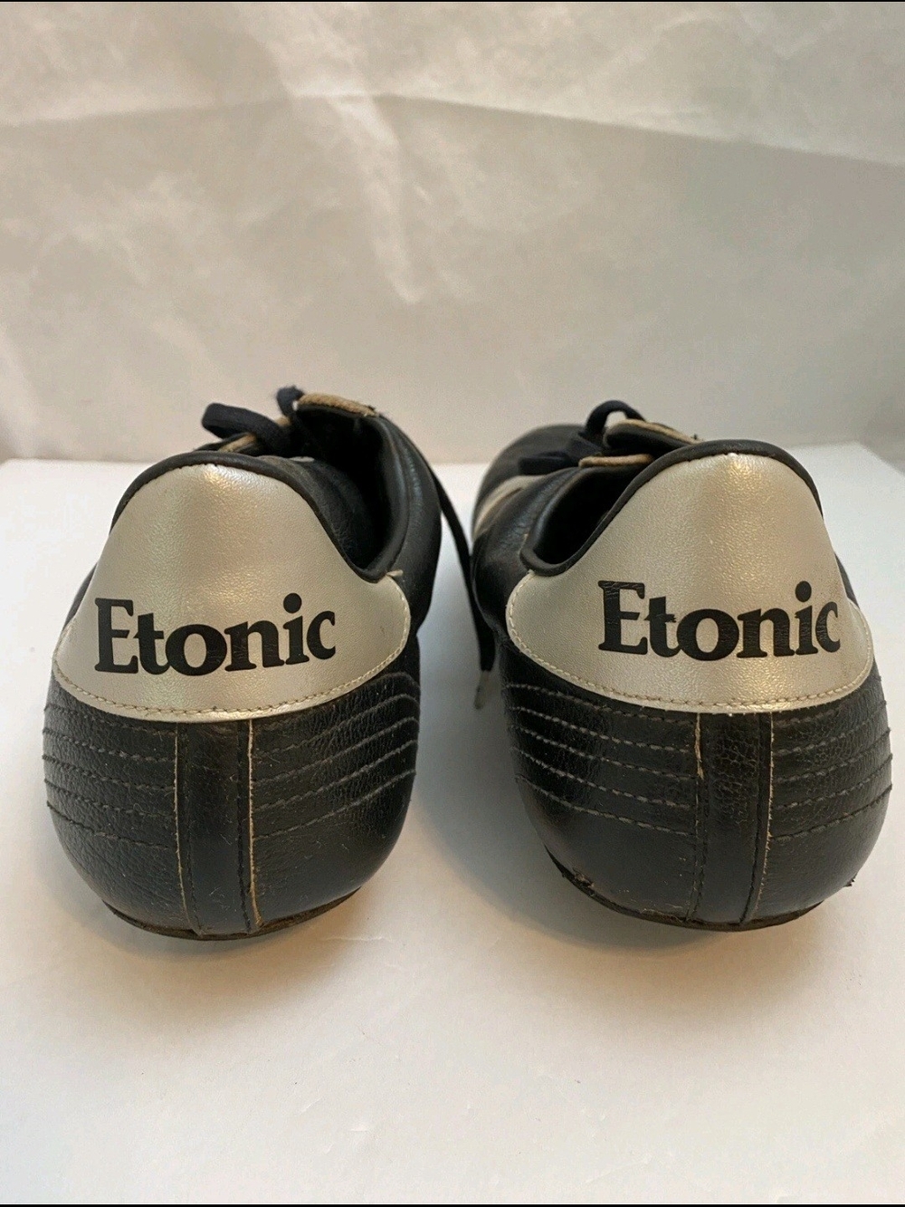 VTG Etonic Soccer Cleats Men’s Shoes Black Silver Metal Cleats RARE Collector’s - Picture 3 of 8
